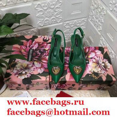 Dolce  &  Gabbana Heel 6.5cm Quilted Leather Devotion Slingbacks Green 2021